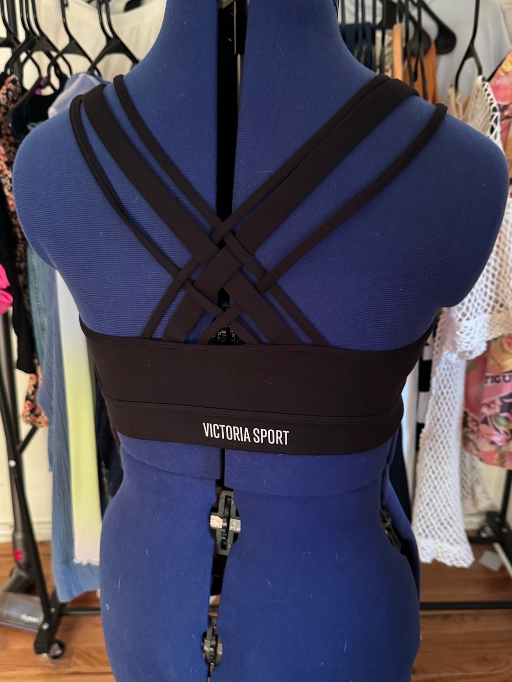 Victoria Sport High Impact Black Strappy Cross-Back Sports Bra